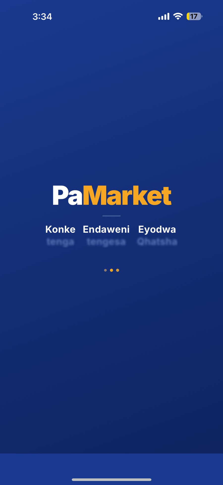 PaMarket app opening screen